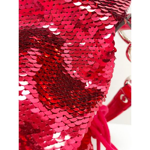 Coach Poppy Red Sequin Glam Tote Shoulder Bag Crossbody Rare - Picture 3 of 16